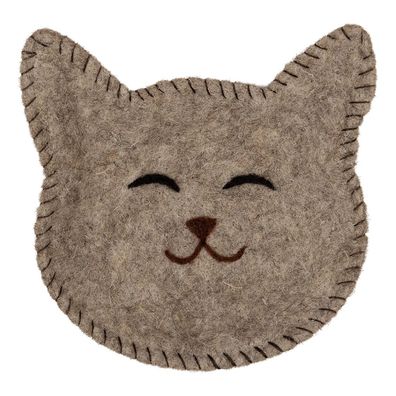 Clayre & Eef Dekoration Schale Katze 15x16x4 cm Grau Filz (Gr. 30x18x3 cm)