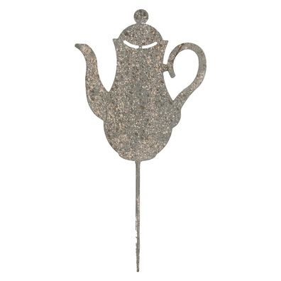 Clayre & Eef Gartenspieá Teekanne 20x1x40 cm Grau Metall (Gr. 20x1x40 cm)