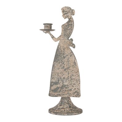 Clayre & Eef Kerzenständer Frau 13x10x32 cm Grau Metall (Gr. 13x10x32 cm)