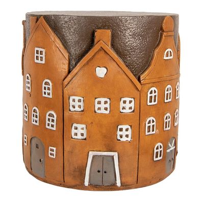 Clayre & Eef Pflanztisch Haus Ø 39x40 cm Orange Kunststoff (Gr. Ø 39x39 cm)