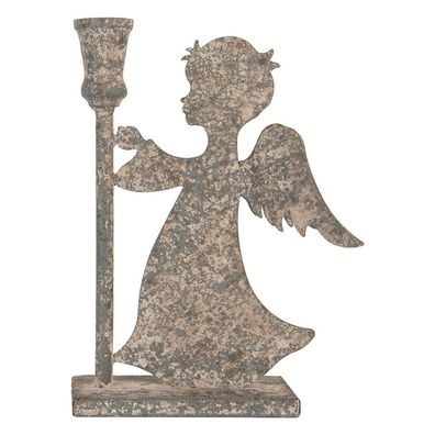 Clayre & Eef Kerzenständer Engel 20x9x28 cm Grau Metall (Gr. 20x9x28 cm)