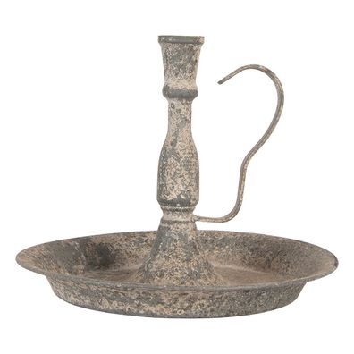 Clayre & Eef Kerzenständer Ø 23x19 cm Grau Metall (Gr. Ø 23x19 cm)