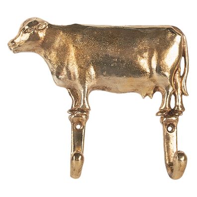 Clayre & Eef Wandhaken Kuh 17x4x15 cm Goldfarbig Metall (Gr. 17x4x15 cm)