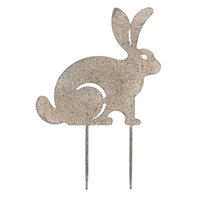 Clayre & Eef Gartenspieá Kaninchen 23x1x35 cm Grau Metall (Gr. 23x1x35 cm)
