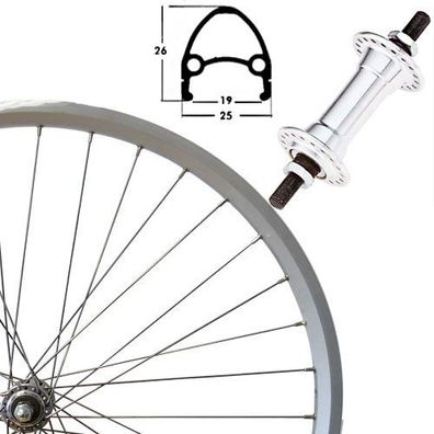 Vorderrad 28", silber, SE Euroline, Aluminiumfelge und -nabe