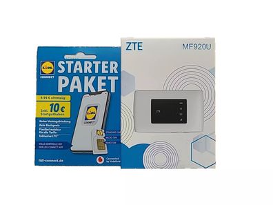 WLAN Hotspot Lidl Connect ZTE MF920U LTE Mobiler HotSpot WiFi Router + Guthaben