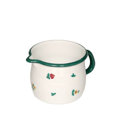 Riess Schneltopf gebaucht Ø12cm 1 Liter Gmundner Streublumen Emaille