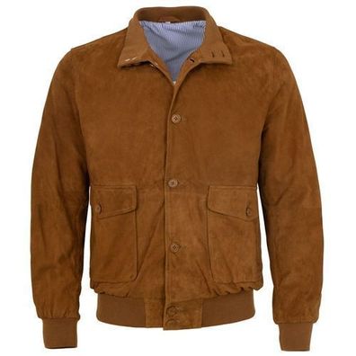 MADDOX - Herren Lederjacke Blouson Lammvelour cognac
