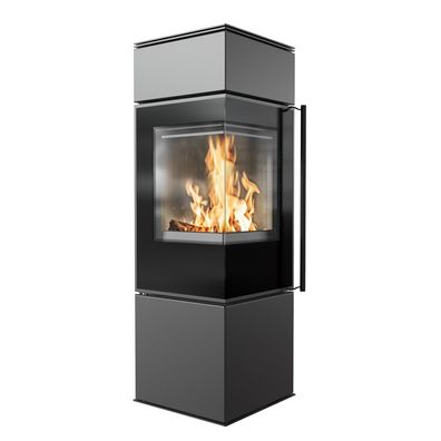 Freistehender Ofen KRATKI REN S Links 7kW Ø150 Schwarz Set