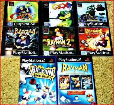 PSX/ PS1/ PS2/ PS3/ GB RAYMAN & GEX Games: Rayman Jubiläum, CROC, Gex Deep Cover