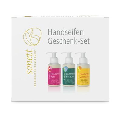 Sonett Handseifen Geschenk-Set je 110 ml Rose, Rosmarin und Calendula