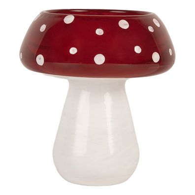 Clayre & Eef Teelichthalter Ø 8x9 cm Rot Weiß Glas (Gr. Ø 8x9 cm)