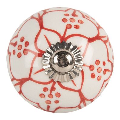 Clayre & Eef Türknauf Ø 4x4 cm Rot Weiß Keramik (Gr. Ø 4x4 cm / S4 cm)