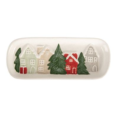 Clayre & Eef Dekoration Schale 30x12x3 cm Weiß Keramik (Gr. 30x12x3 cm)