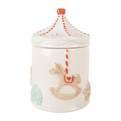 Clayre & Eef Vorratsglas Ø 15x22 cm Weiß Braun Keramik (Gr. Ø 15x22 cm)