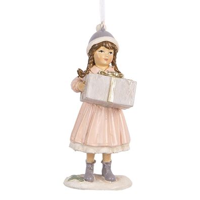 Clayre & Eef Weihnachtsanhänger Kind 11 cm Rosa Kunststoff (Gr. 5x5x11 cm)