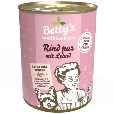 Bettys Landhausküche Dose für Hund - Rind pur & Leinöl 6 x 400g