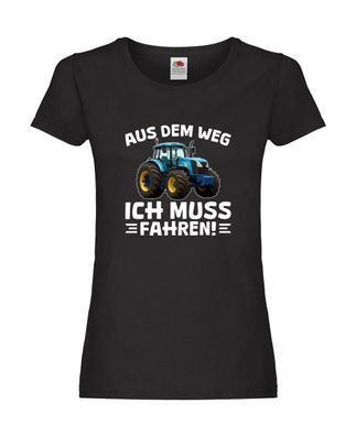 Aus dem weg ich mus fahren | Traktor | Schlepper Damen Shirt Schwarz