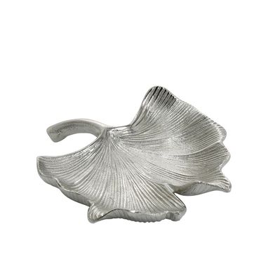 Gilde Schale Ginkgo silber, nicht lebensmittelgeeignet L= 18,0 cm B= 20,0 cm H