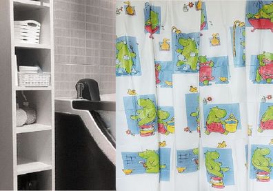 Vinyl Duschvorhang HIPPO Mehrfarbig 180x200cm. strake Vinylfolie