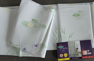 Dekoline Vinyl Duschvorhang Teichblume 180x200cm. starke Vinylfolie