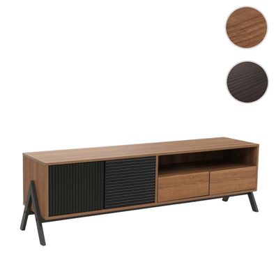 TV-Rack HWC-O40, Lowboard TV-Schrank 2 Schubladen Türen, Metall Melamin 48x155x40cm