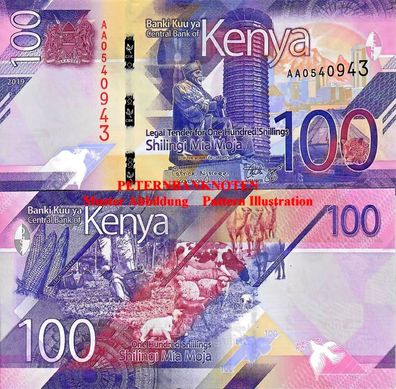 Kenia / Kenya 100 Shillings 2019 Unc P New 6195#