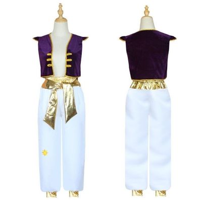 Kinder Junge Arabischer Prinz Cosplay Kostum Aladdinhose und Weste Set Karneval