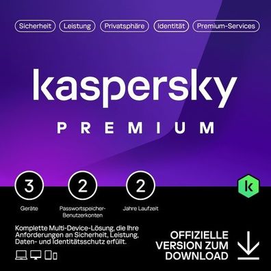 Kaspersky Premium 2026 / 3 Geräte / 2 Jahre / KEY (ESD)