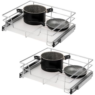 bremermann Teleskopschubladen 2er Set - für 60 cm Schrank, aus Metall (Chrom)