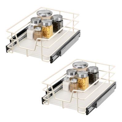 bremermann Teleskopschubladen 2er Set - für 40 cm Schrank, aus Metall (Cremeweiß)