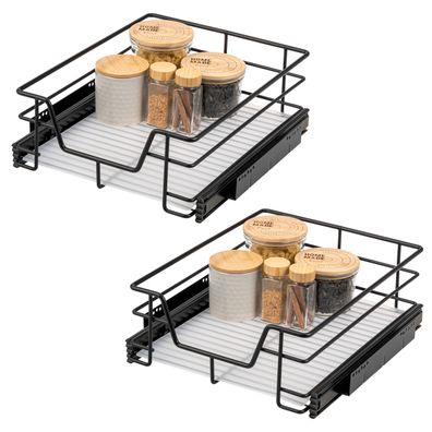 bremermann Teleskopschubladen 2er Set - für 45 cm Schrank, aus Metall (Schwarz)