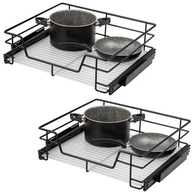 bremermann Teleskopschubladen 2er Set - für 60 cm Schrank, aus Metall (Schwarz)