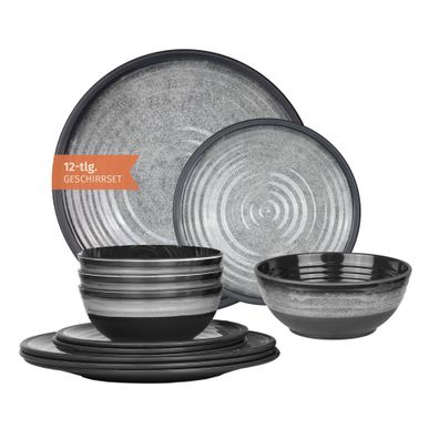 Moritz Camping Tafelgeschirr aus Melamin für 4 Personen 12-teilig | spülmaschinenf
