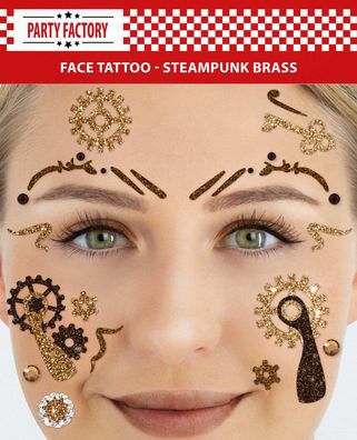 Glitter Face Tattoo Steampunk Brass - Glitzer Tattoo für Cosplay & Fasching