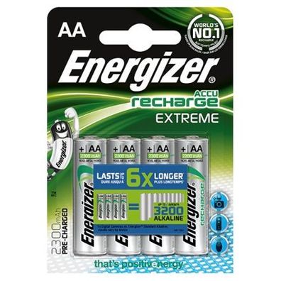 Energizer | AA/HR6 | 2300 mAh | Wiederaufladbarer Akku Extreme Ni-MH | 4 Stück(e)