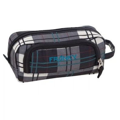 koffer-direkt. de Franky T1 Schlampermäppchen 20 cm - schwarz/blau/karo