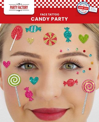 Glitter Gesichtstattoo Face Tattoo Candy Party schnelle Alternative zur Schminke