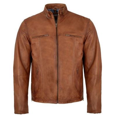 MADDOX - Herren Lederjacke Lammnappa cognac