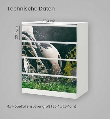 Kommodenaufkleber Malm Fußball Spiel auf Rasen Klebefolie Möbelfolie Folie