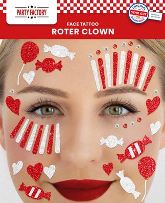 Gesichtstatoo roter Clown moderne Alternative zur Karneval Schminke Glitter Face
