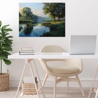 Leinwandbild Fluss Natur Wandbild Leinwand Bilder Wanddeko Wohnzimmer Schlafzimmer