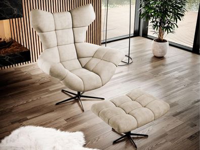Sessel Sensi mit Füßbank Relaxsessel Modern Stilvoll Wohnzimmer Schaukelfunktion