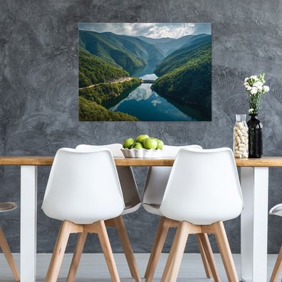 Leinwandbild Fluss Berge Wandbild Leinwand Bilder Wanddeko Wohnzimmer Schlafzimmer
