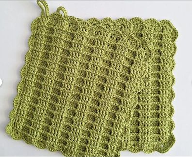 Topflappen gehäkelt Waffelmuster 17x20cm grün (72)