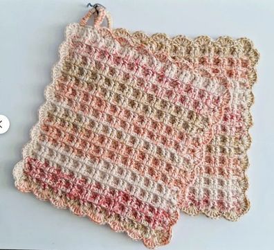 Topflappen gehäkelt Waffelmuster 18x20cm color