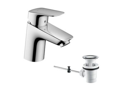 hansgrohe Logis Waschtischmischer, 70 mm, mit Zugstange, Wassersparend