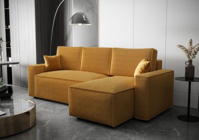FurMeb24 AMBRO L-Form - Kord Schlafsofa mit Schlaffunktion