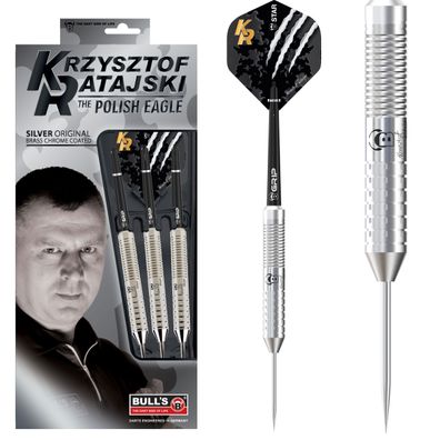 BULL'S Krzysztof Ratajski Brass Silver Steel Dart/ 22 Gr. / /E1 Stück