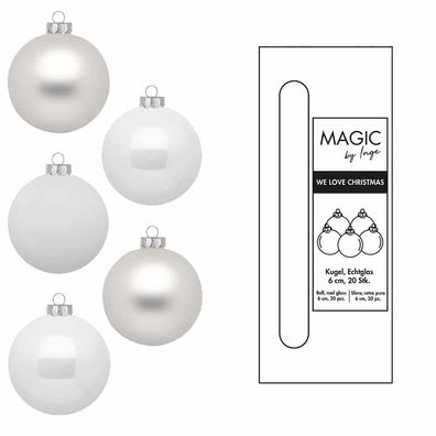 Weihnachtskugeln 20 Stk 6cm Just White Inge-Glas